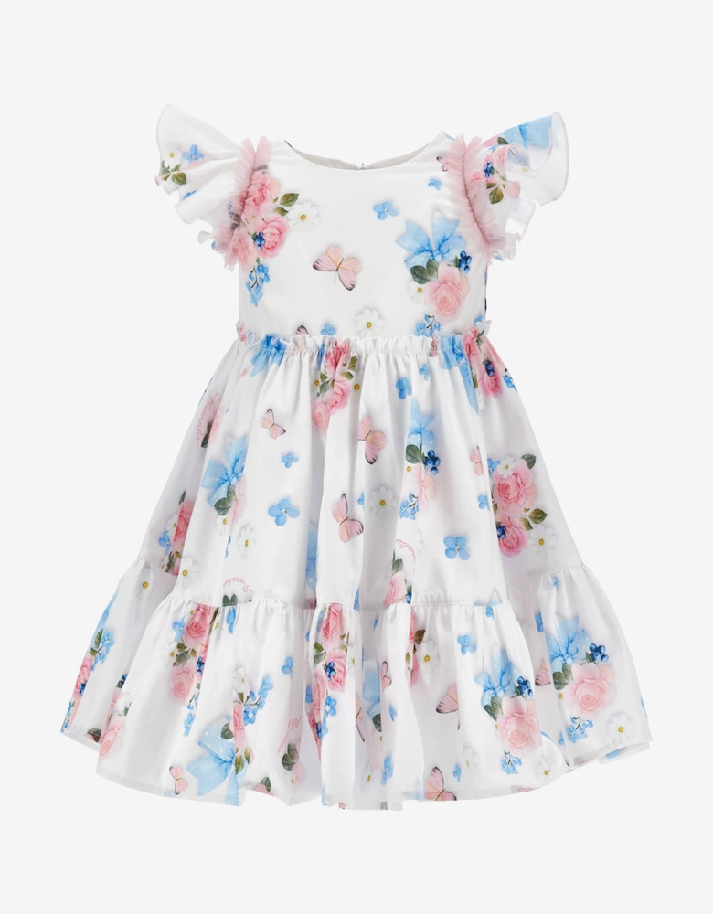 Baby Girls Butterflies and Flowers Dress in White