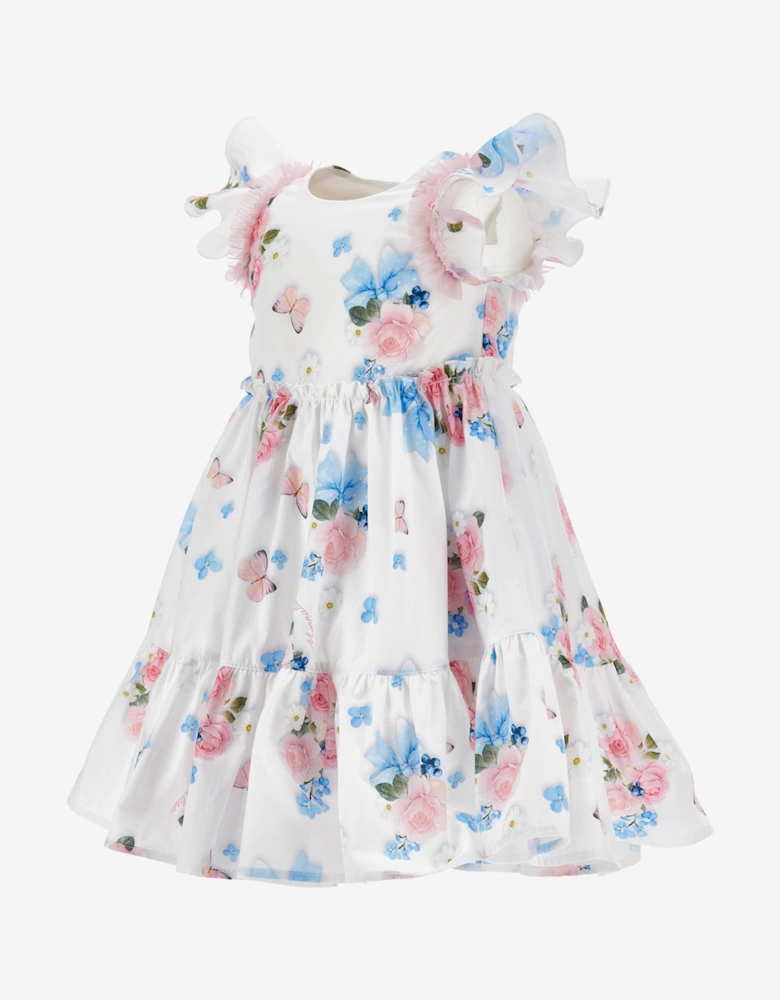 Baby Girls Butterflies and Flowers Dress in White