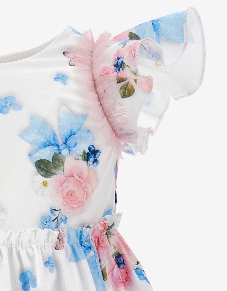 Baby Girls Butterflies and Flowers Dress in White