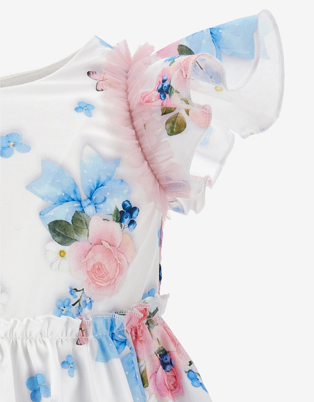 Baby Girls Butterflies and Flowers Dress in White