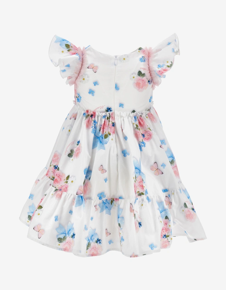 Baby Girls Butterflies and Flowers Dress in White