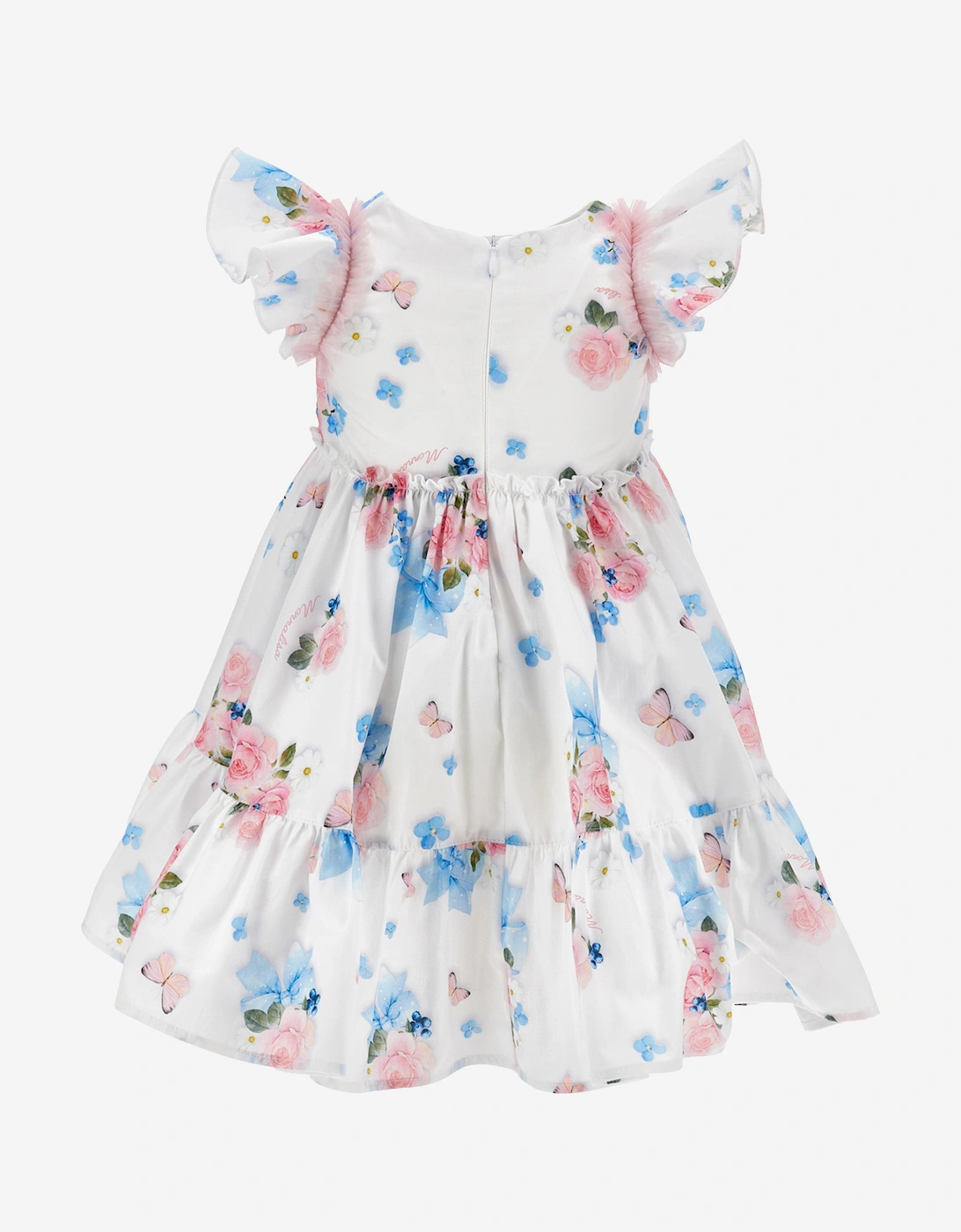 Baby Girls Butterflies and Flowers Dress in White