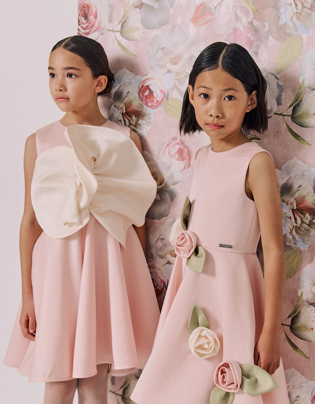 Girls Satin Midsommer Dress in Pink