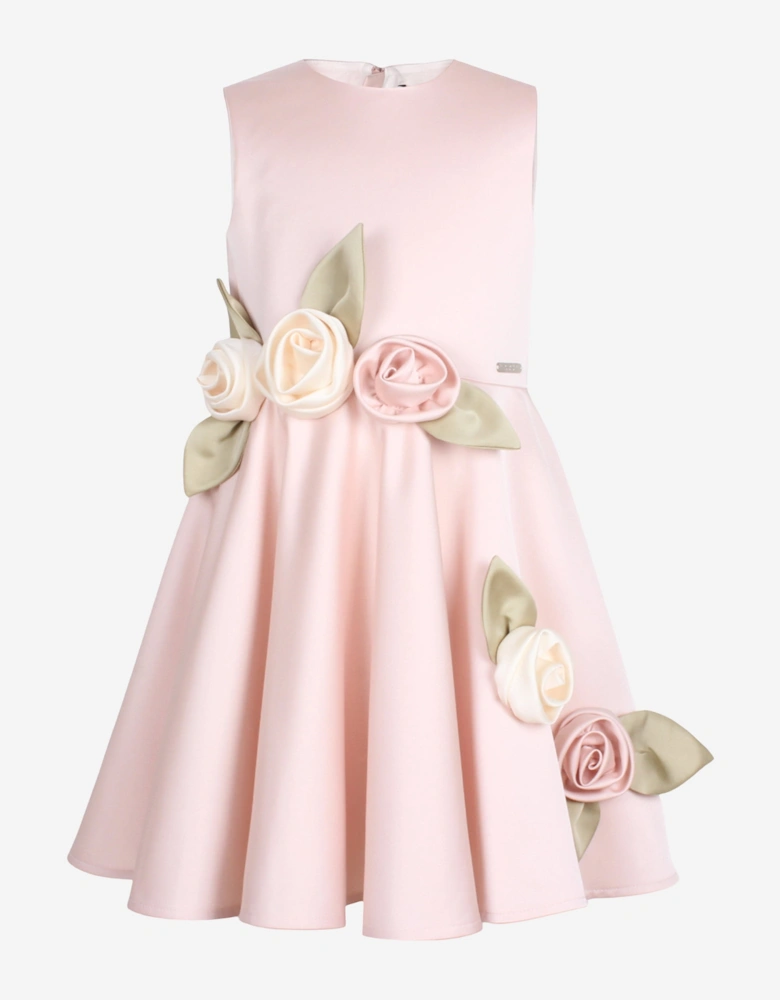 Girls Satin Midsommer Dress in Pink