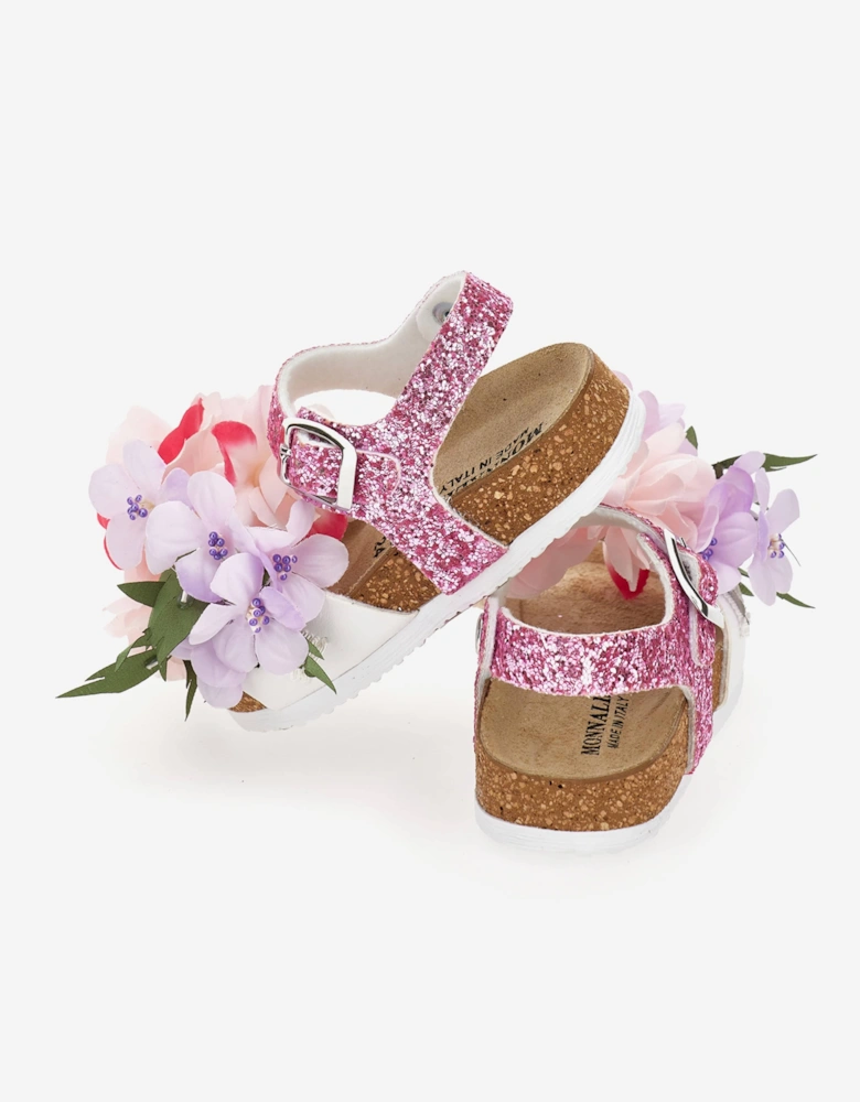 Girls Glitter Bouquet Sandals in Pink