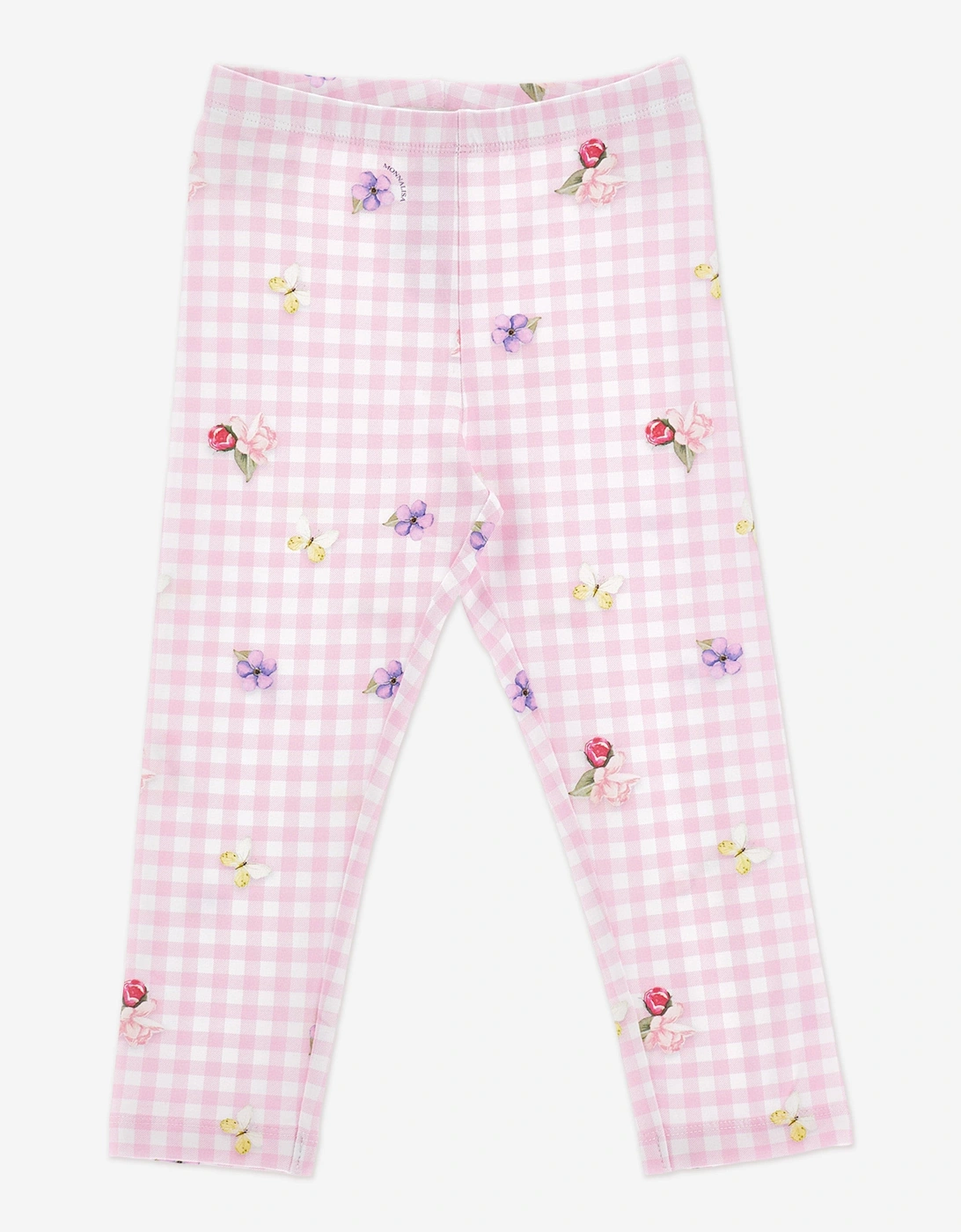 Girls Gingham Flower Leggings in Pink, 5 of 4