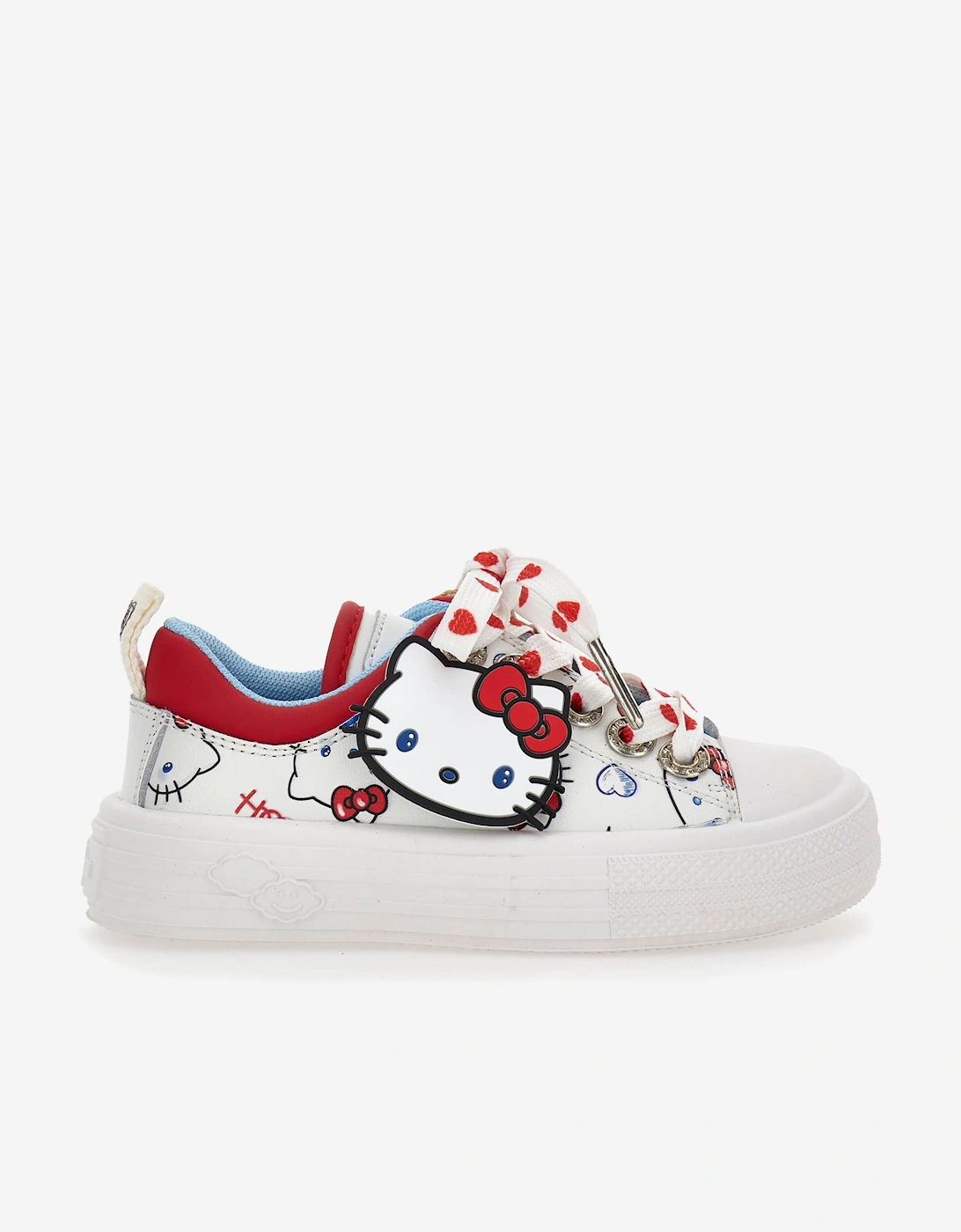 Girls Leather Hello Kitty Trainers in White, 5 of 4