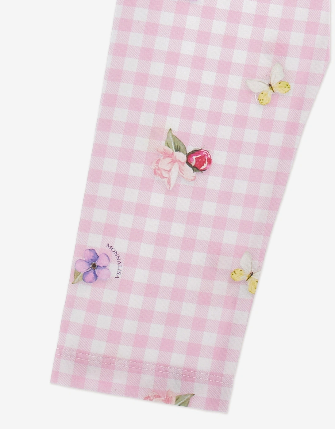 Girls Gingham Flower Leggings in Pink
