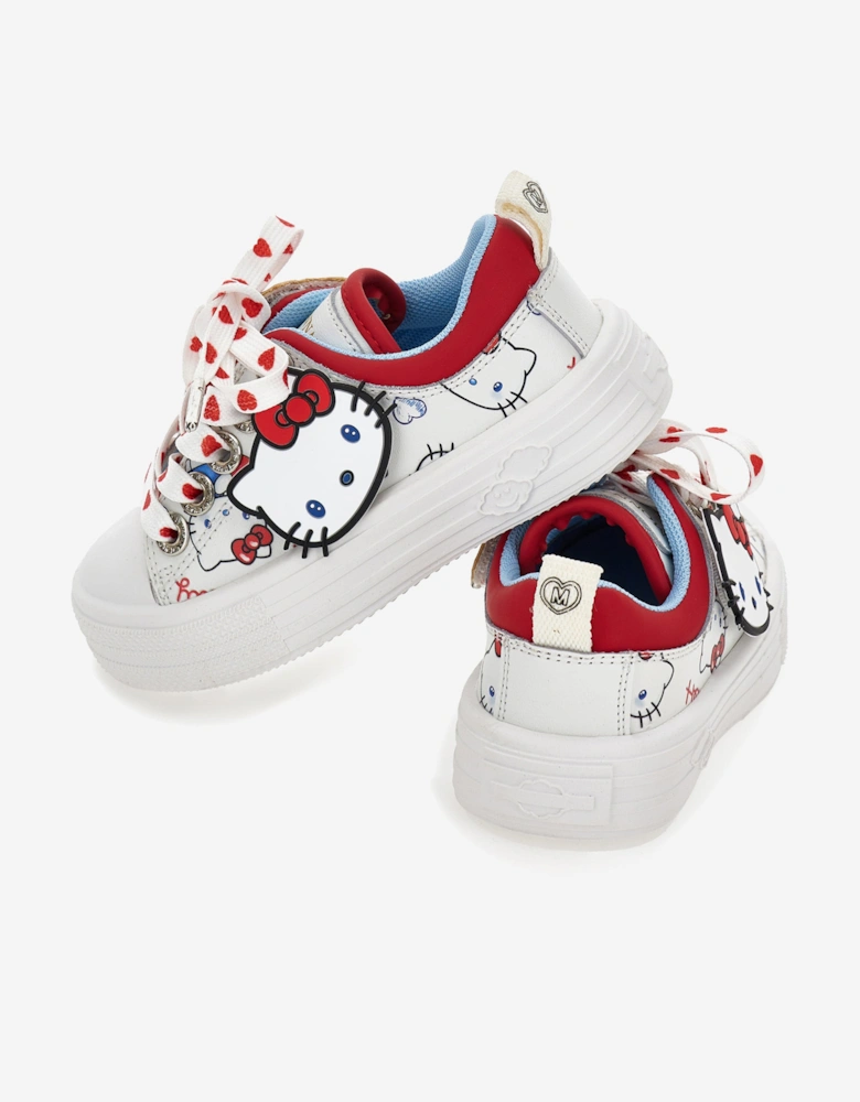 Girls Leather Hello Kitty Trainers in White