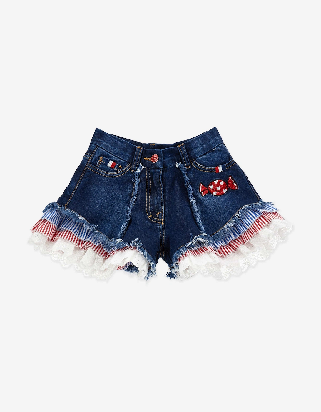 Monnalisa Girls Blue Hello Kitty Denim Shorts In - : 4 Years Size 4 Yrs Kids