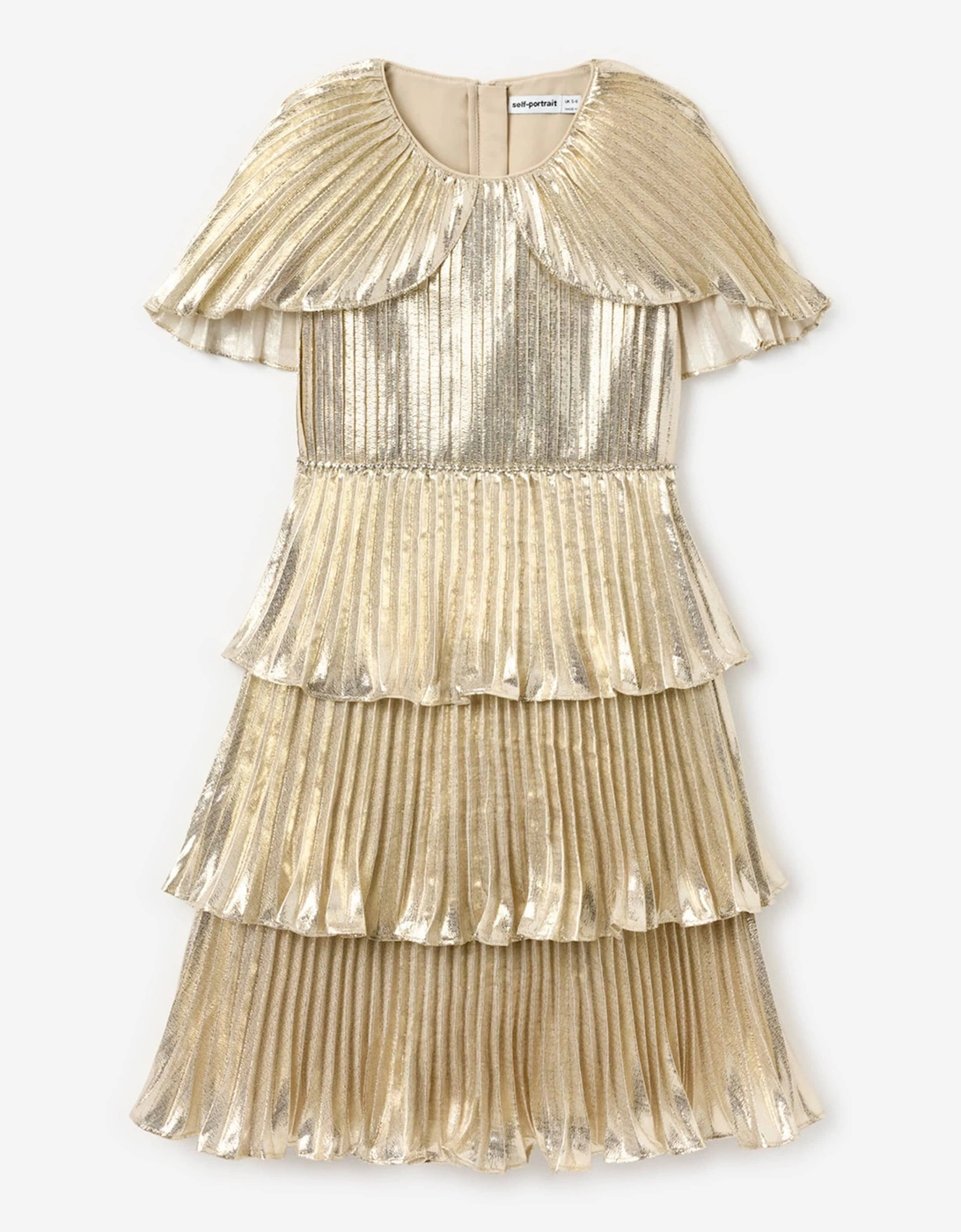 Girls Metallic Tiered Dress in Gold, 5 of 4