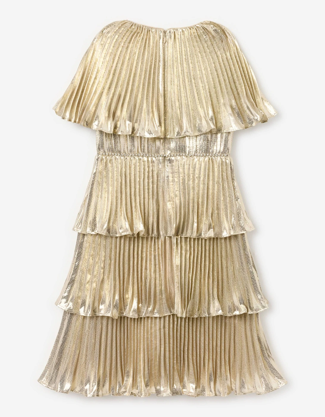 Girls Metallic Tiered Dress in Gold