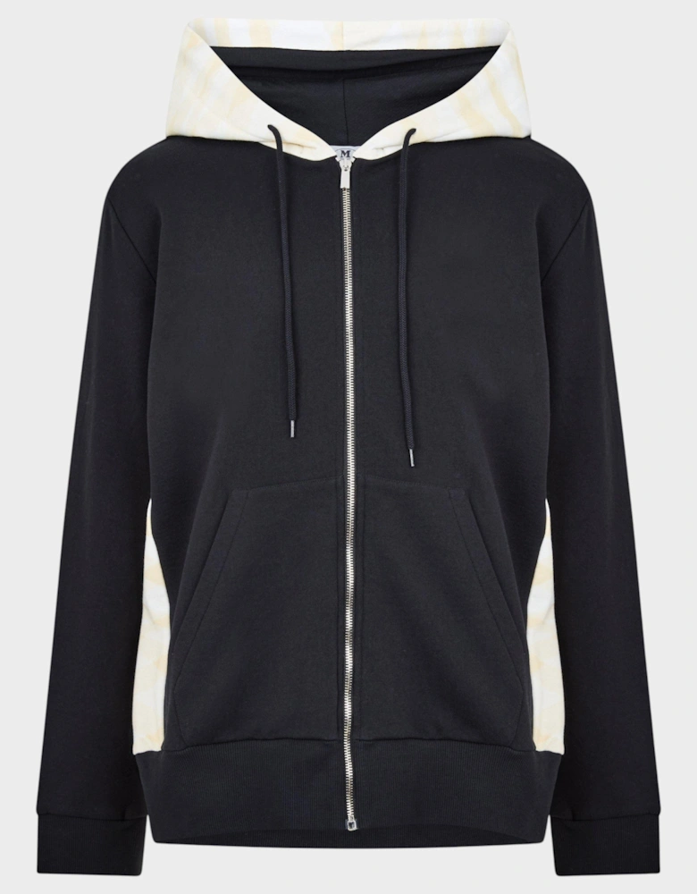 Hooded Zip Sweatshirt Black White