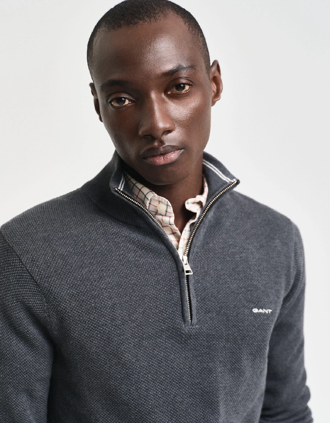 Cotton Piqué Half-Zip Sweatshirt