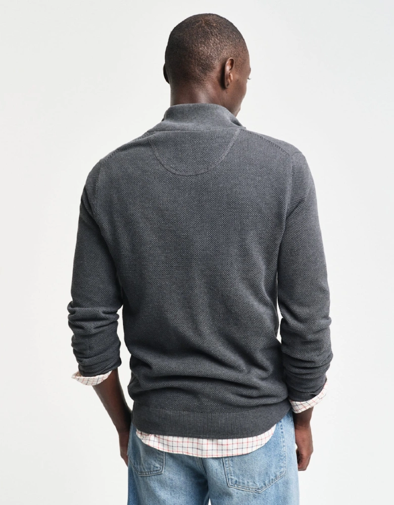 Cotton Piqué Half-Zip Sweatshirt