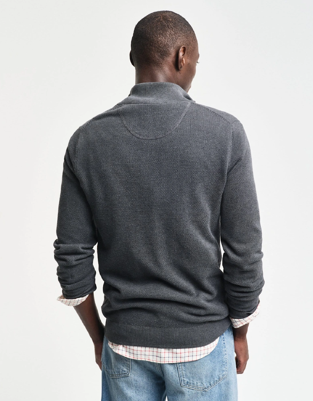 Cotton Piqué Half-Zip Sweatshirt