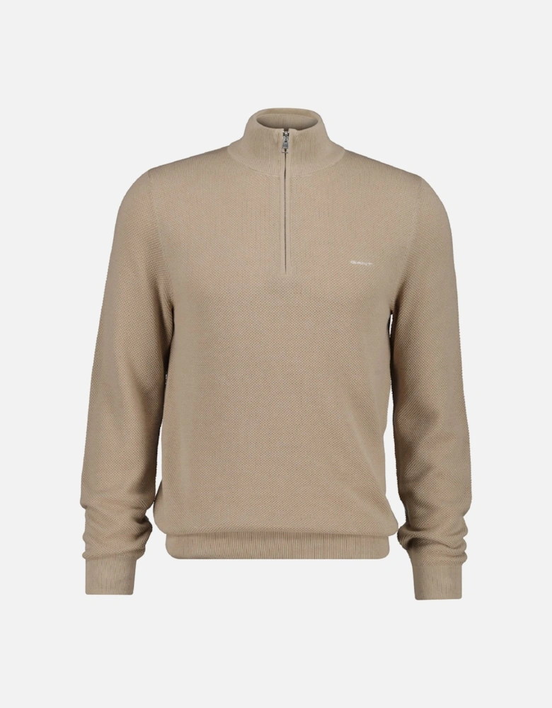 Cotton Piqué Half-Zip Sweatshirt