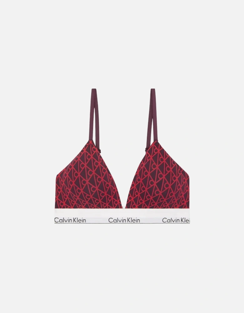 Icon Cotton Modal Lightly Lined Triangle Bra, Dark Berry Emblem