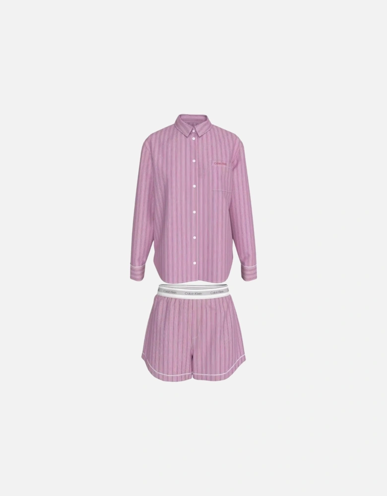 Cotton Poplin Heritage Stripe Pyjama Set, Pink Essence