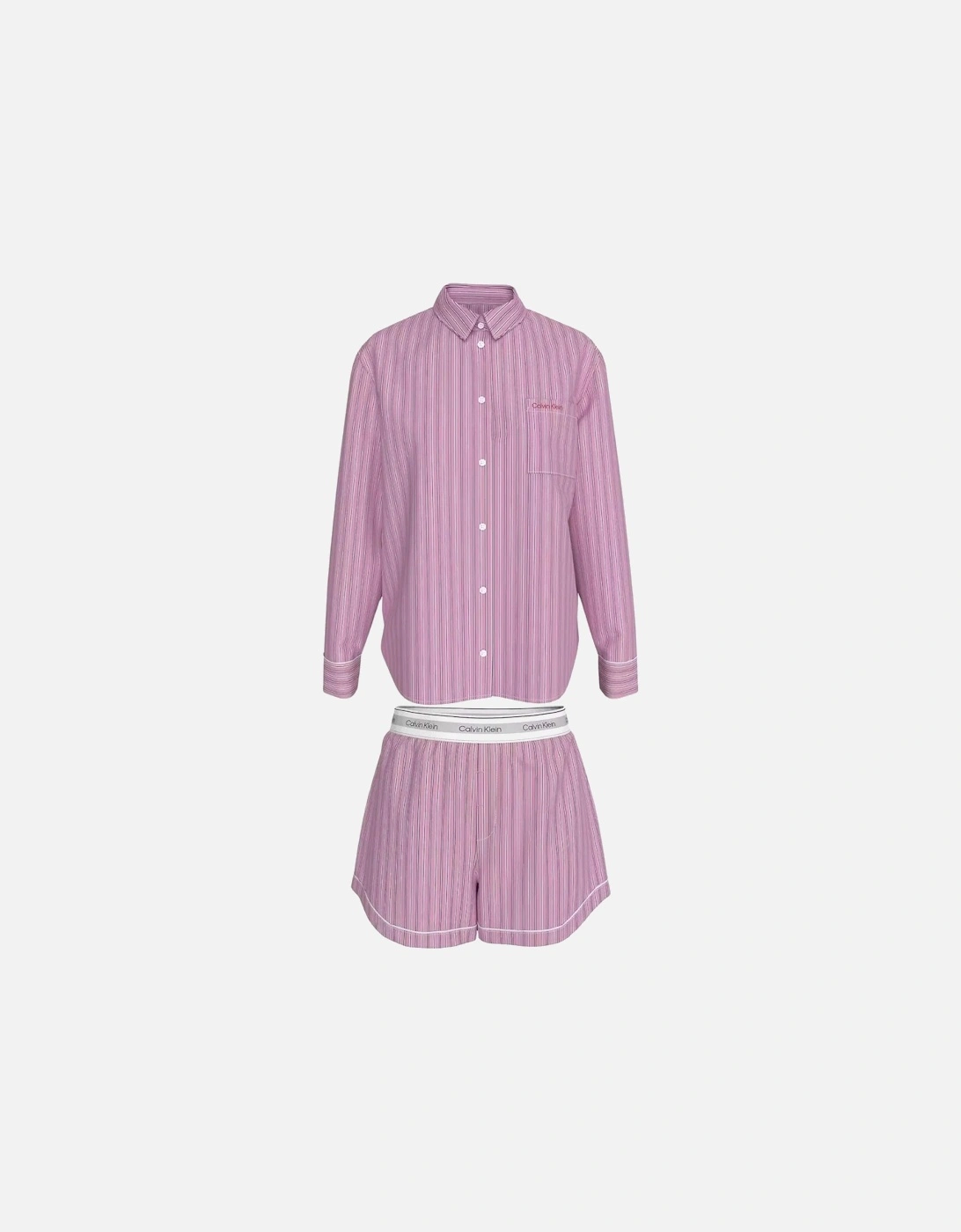 Cotton Poplin Heritage Stripe Pyjama Set, Pink Essence, 3 of 2