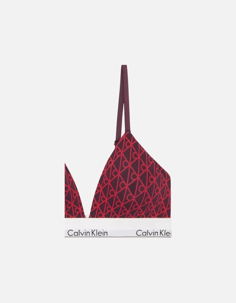 Icon Cotton Modal Lightly Lined Triangle Bra, Dark Berry Emblem