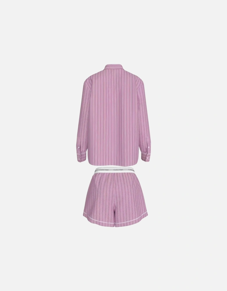 Cotton Poplin Heritage Stripe Pyjama Set, Pink Essence