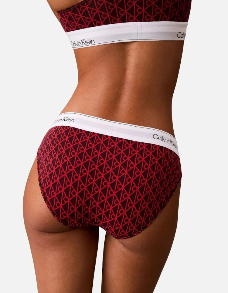 Icon Cotton Modal Bikini Brief, Dark Berry Emblem