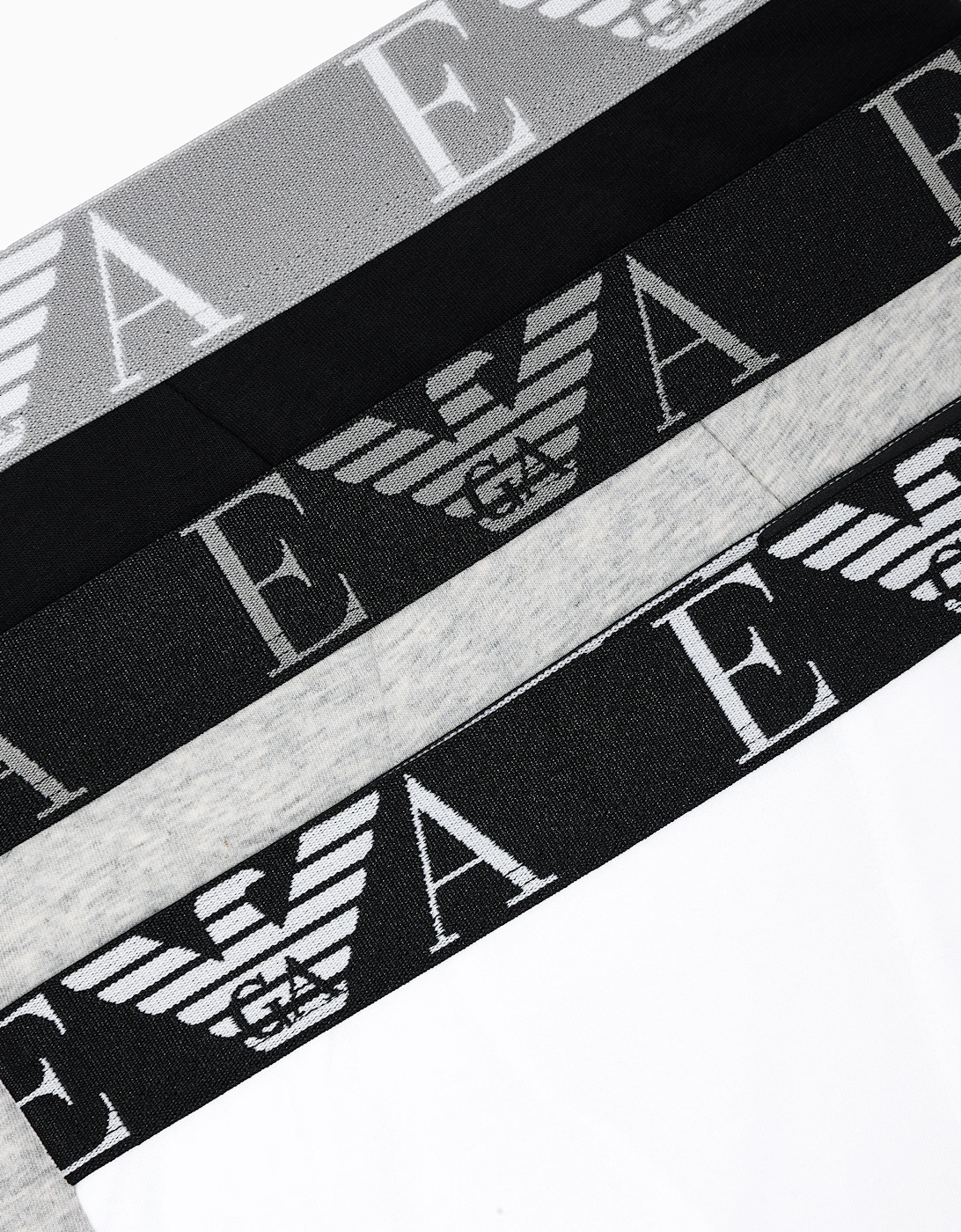 3-Pack Mens Boxers with Bold Monogram Logo Waistband - Black/Light Melange Grey/White