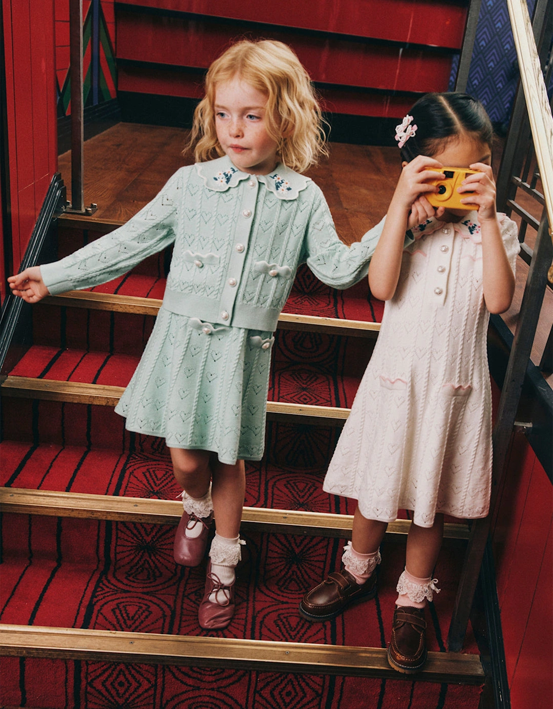 Girls Heart Knit Skirt in Green