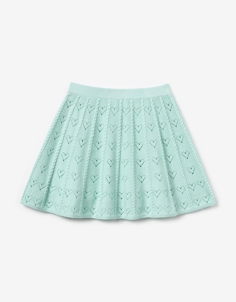 Girls Heart Knit Skirt in Green