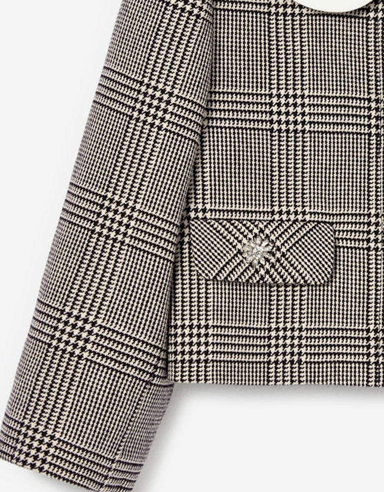 Girls Check Jacket in Black