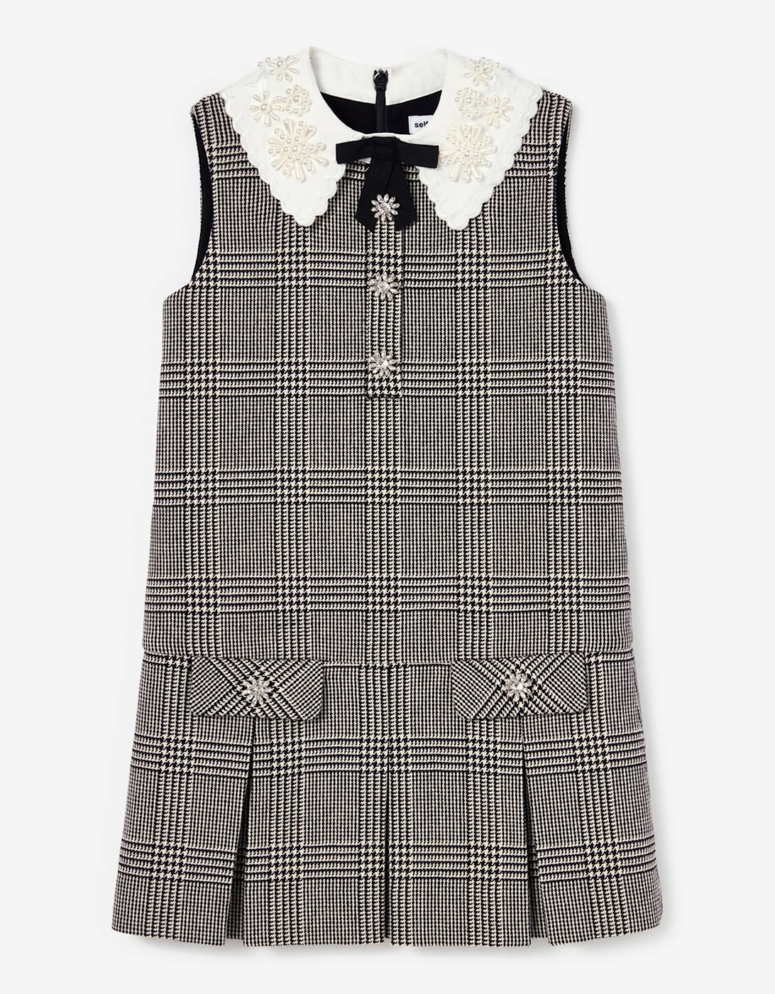 Girls Check Sleeveless Dress in Black, 5 of 4