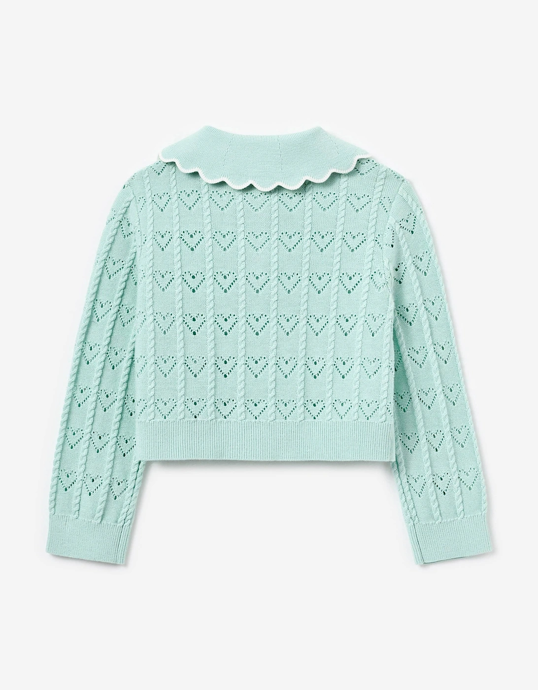 Girls Heart Knit Cardigan in Green