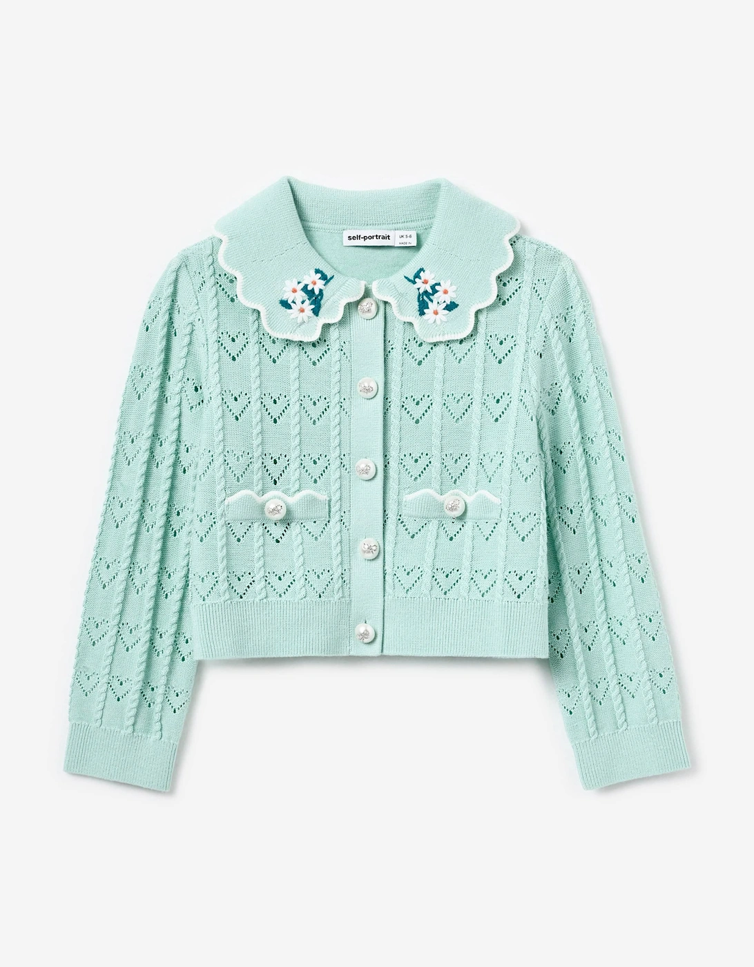 Girls Heart Knit Cardigan in Green, 5 of 4