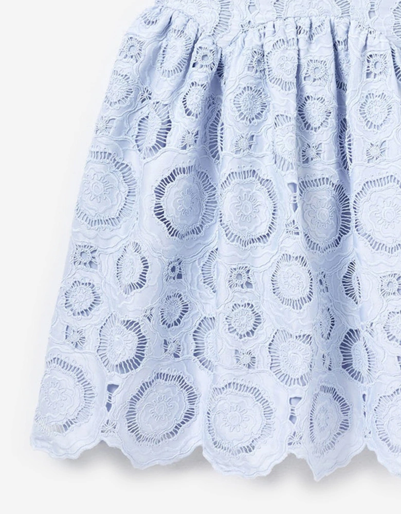 Girls 3D Flower Lace Dress in Blue