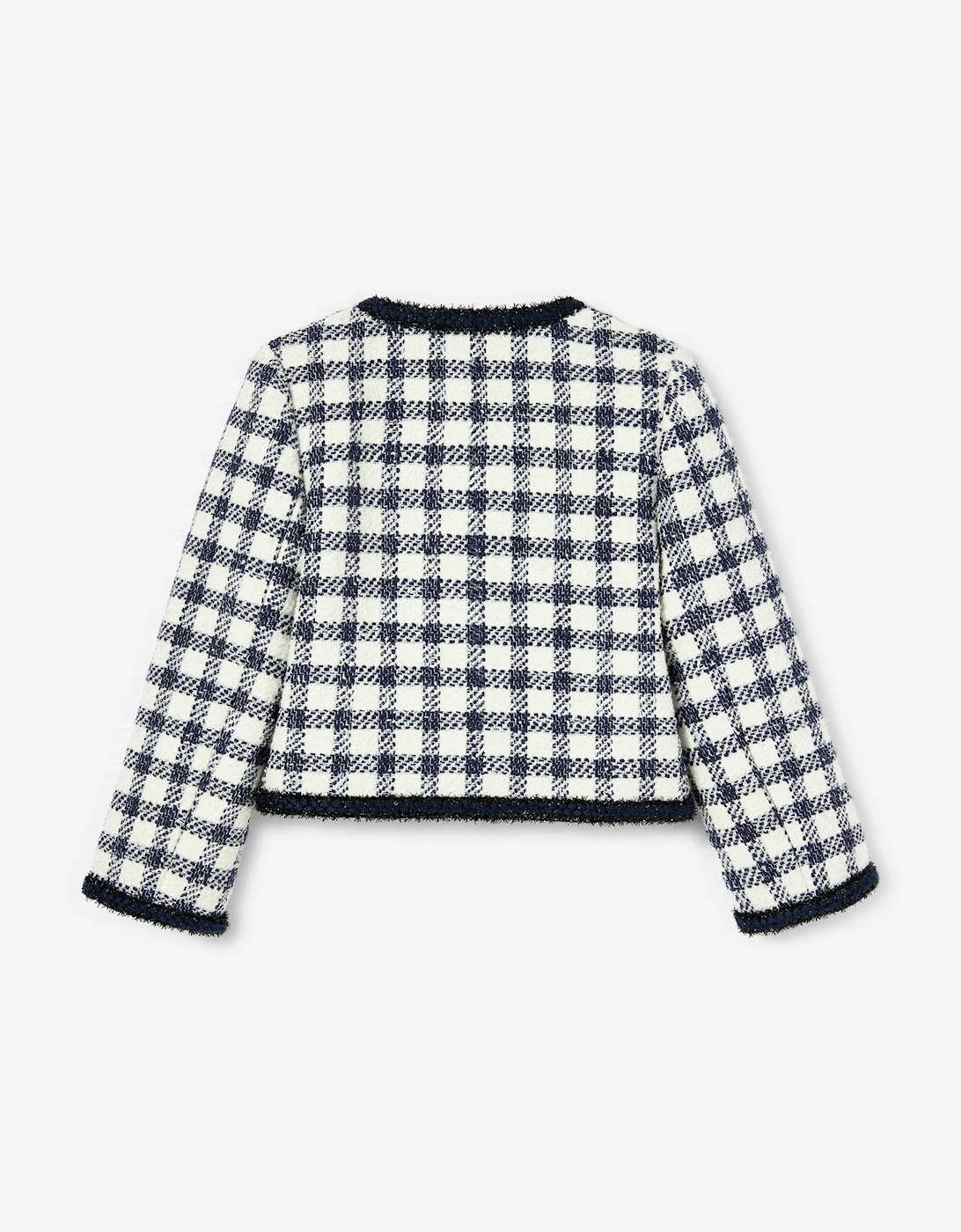 Girls Check Boucle Jacket in Navy