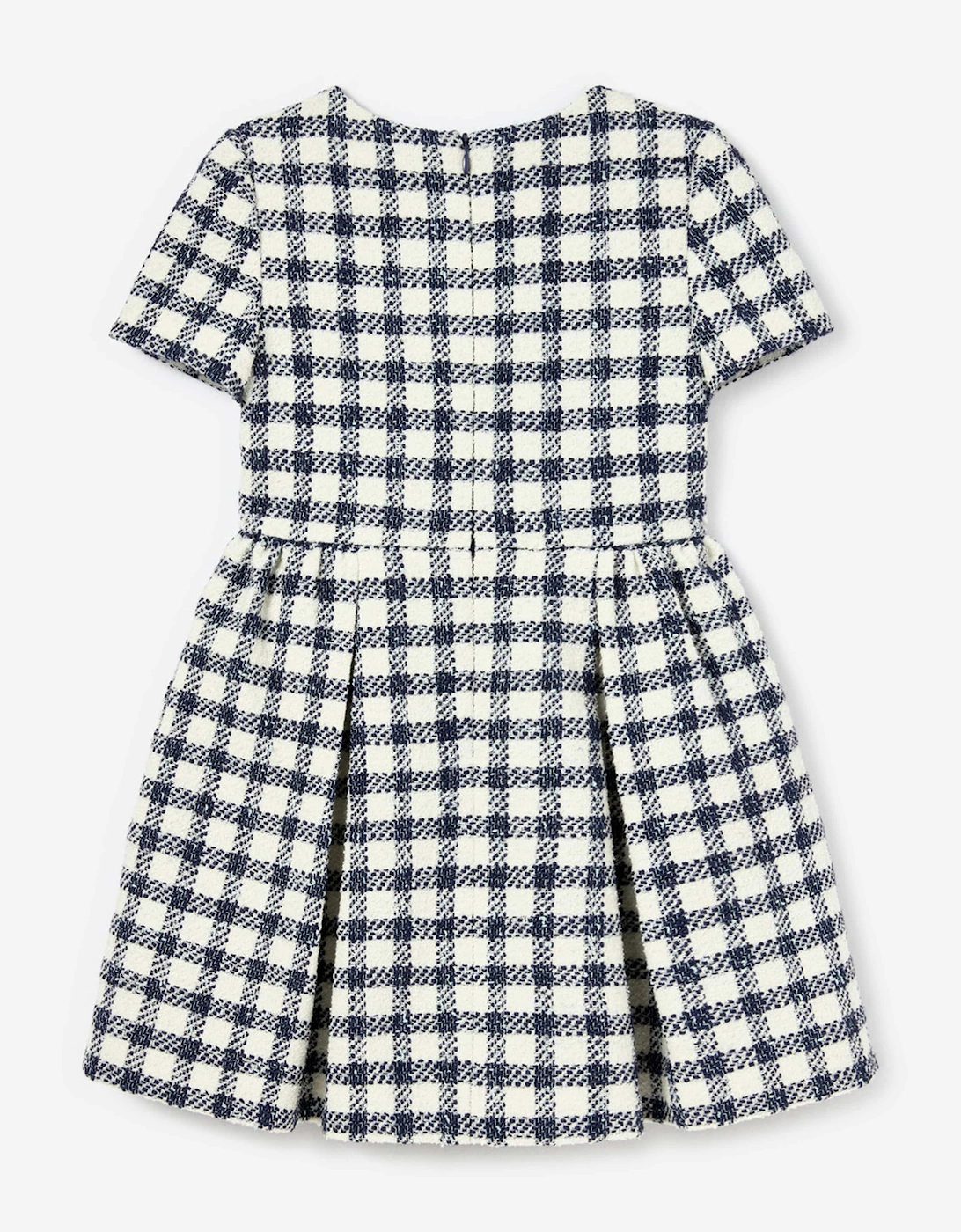 Girls Check Boucle Dress in Navy