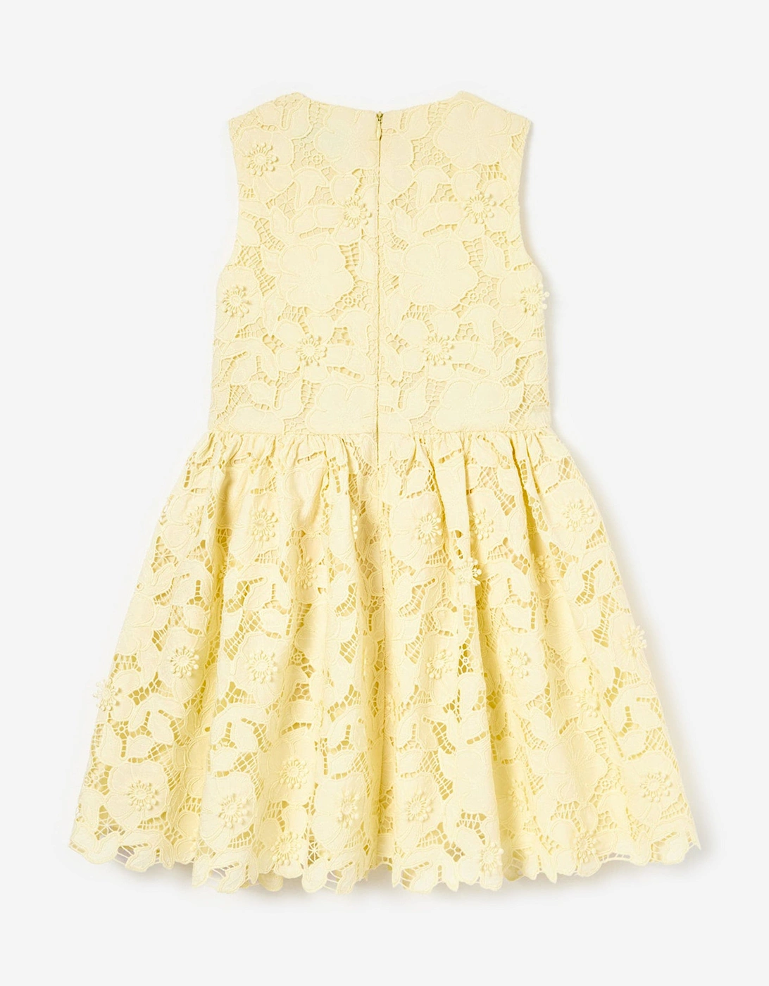 Girls Sleeveless Lace Dress in Yellow