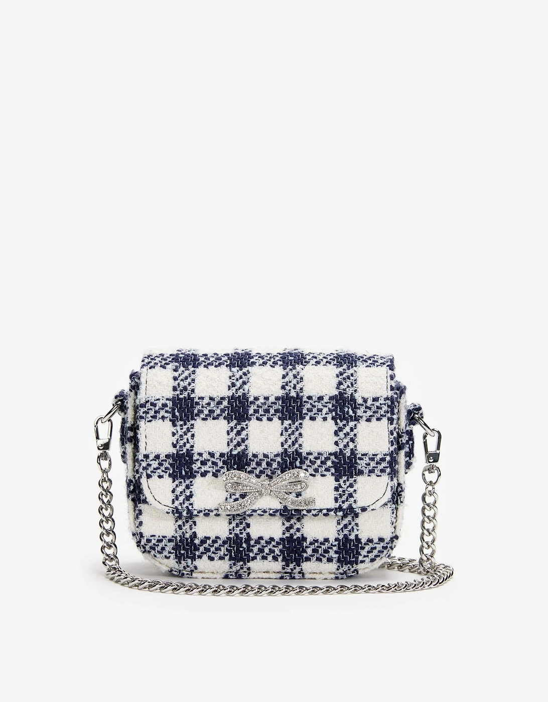 Girls Check Boucle Bag in Navy (14cm), 7 of 6