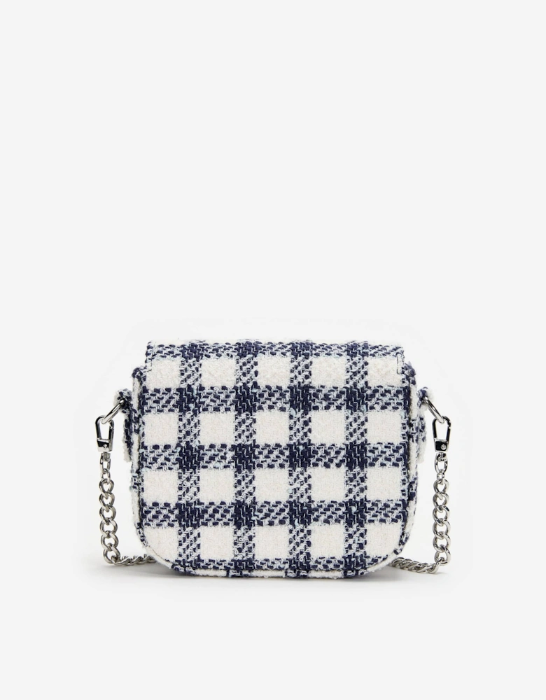Girls Check Boucle Bag in Navy (14cm)