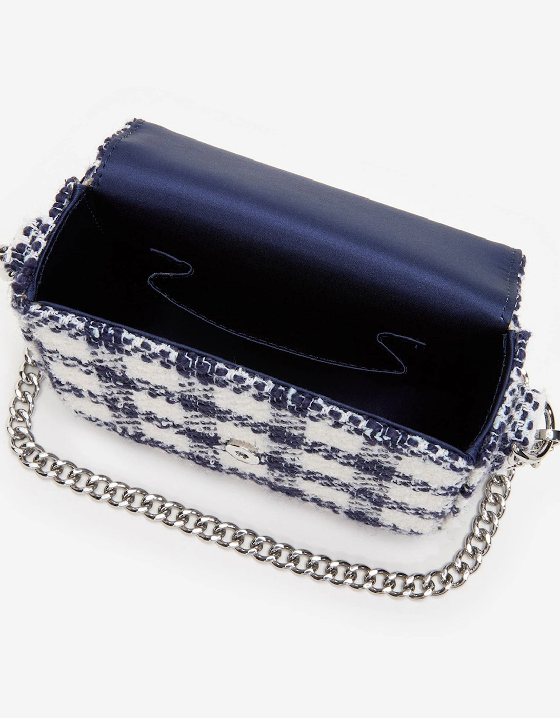 Girls Check Boucle Bag in Navy (14cm)