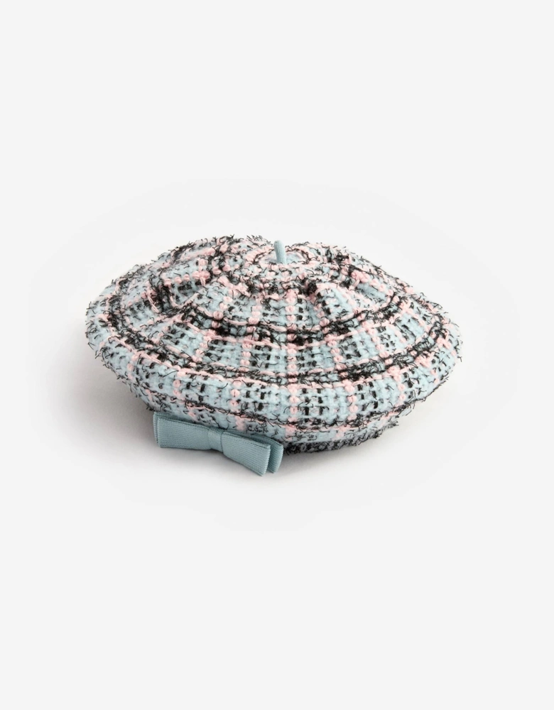 Girls Textured Stripe Knit Beret in Multicolour