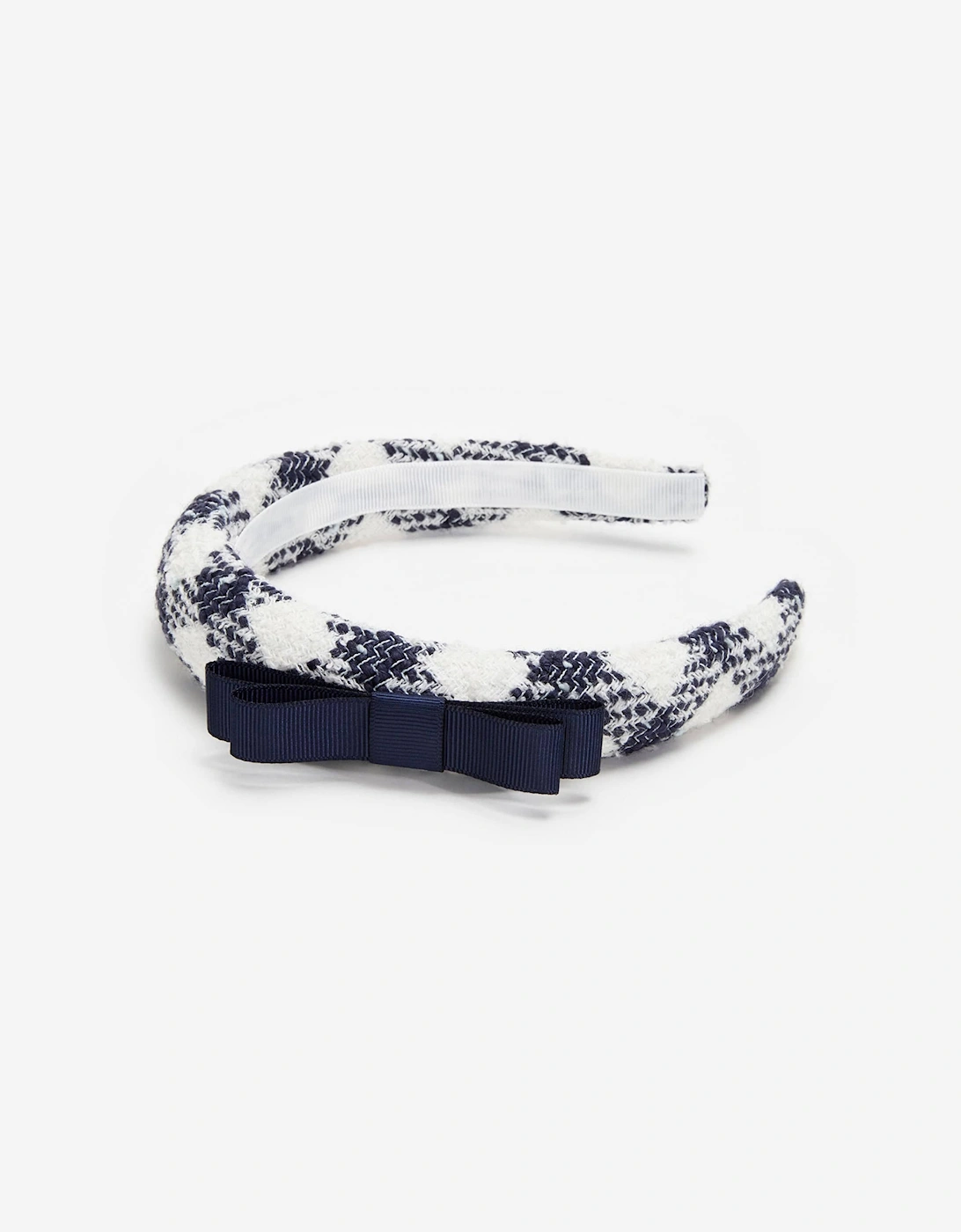 Girls Check Boucle Headband in Navy