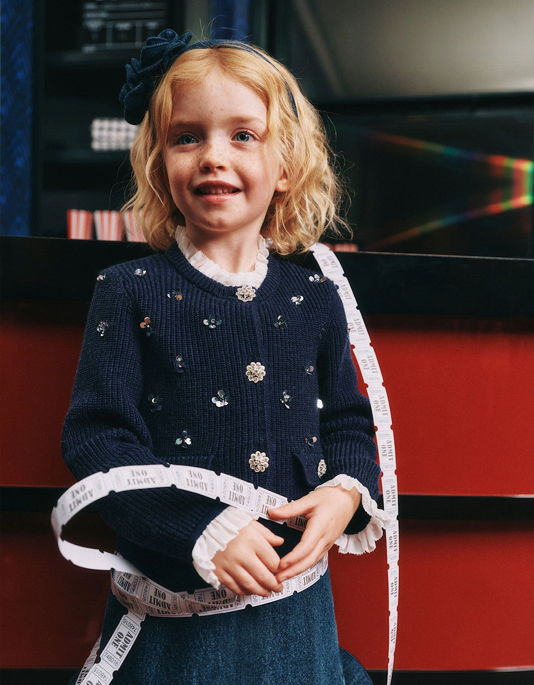 Girls Embellished Cardigan in Navy