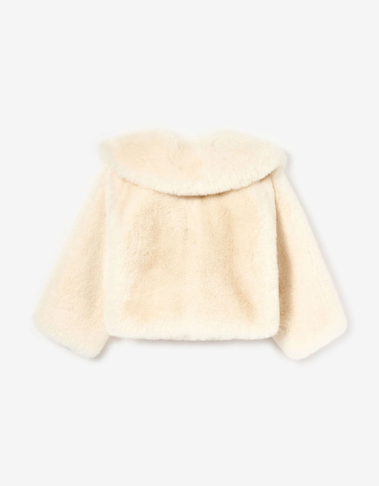 Girls Faux Fur Jacket in Ivory