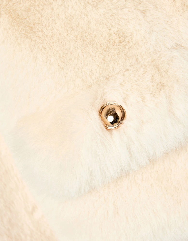 Girls Faux Fur Jacket in Ivory