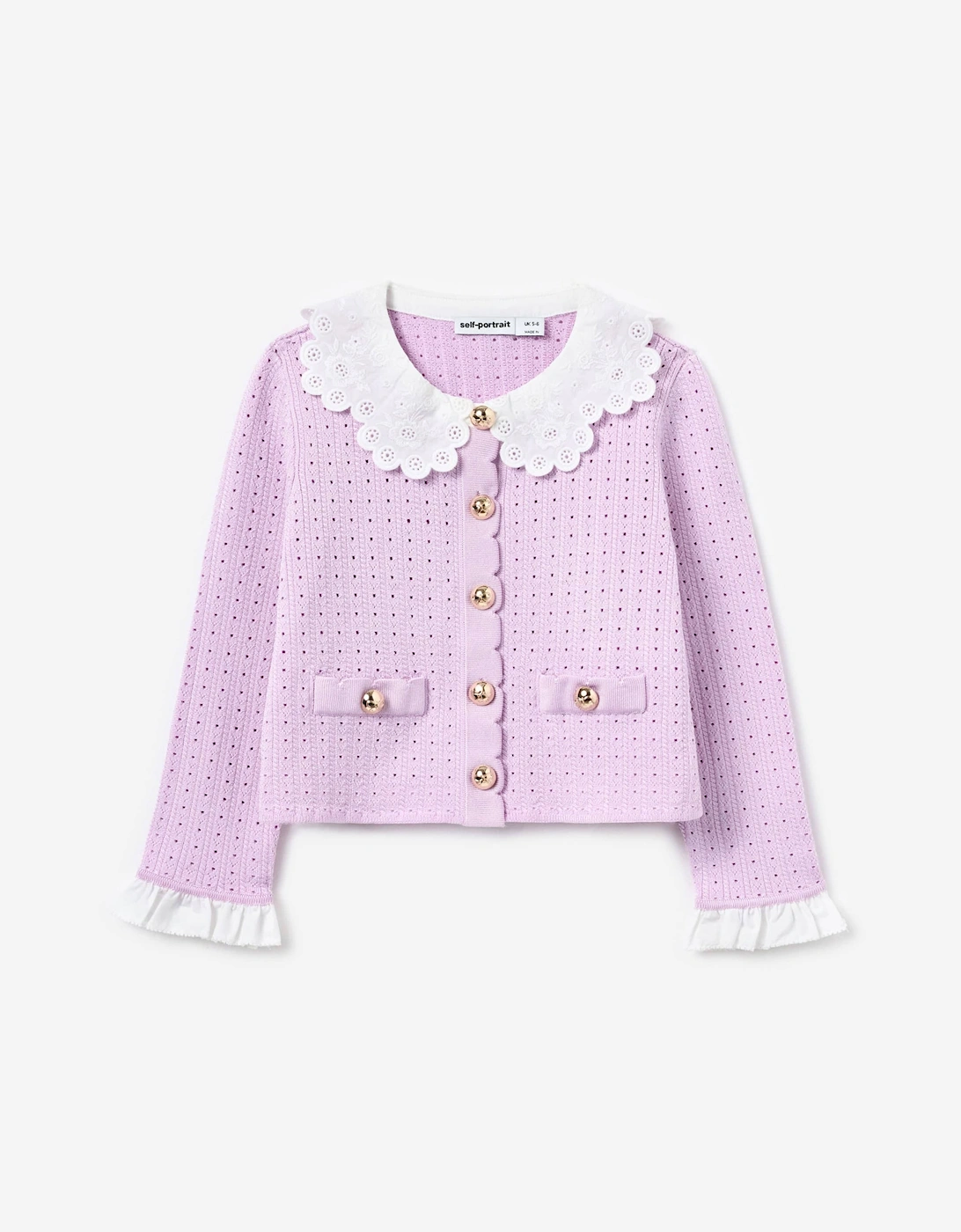 Girls Pointelle Ribbed Knit Cardigan in Pink, 5 of 4