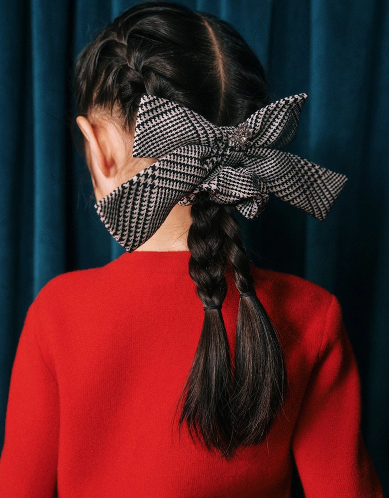 Girls Check Hair Bow in Black