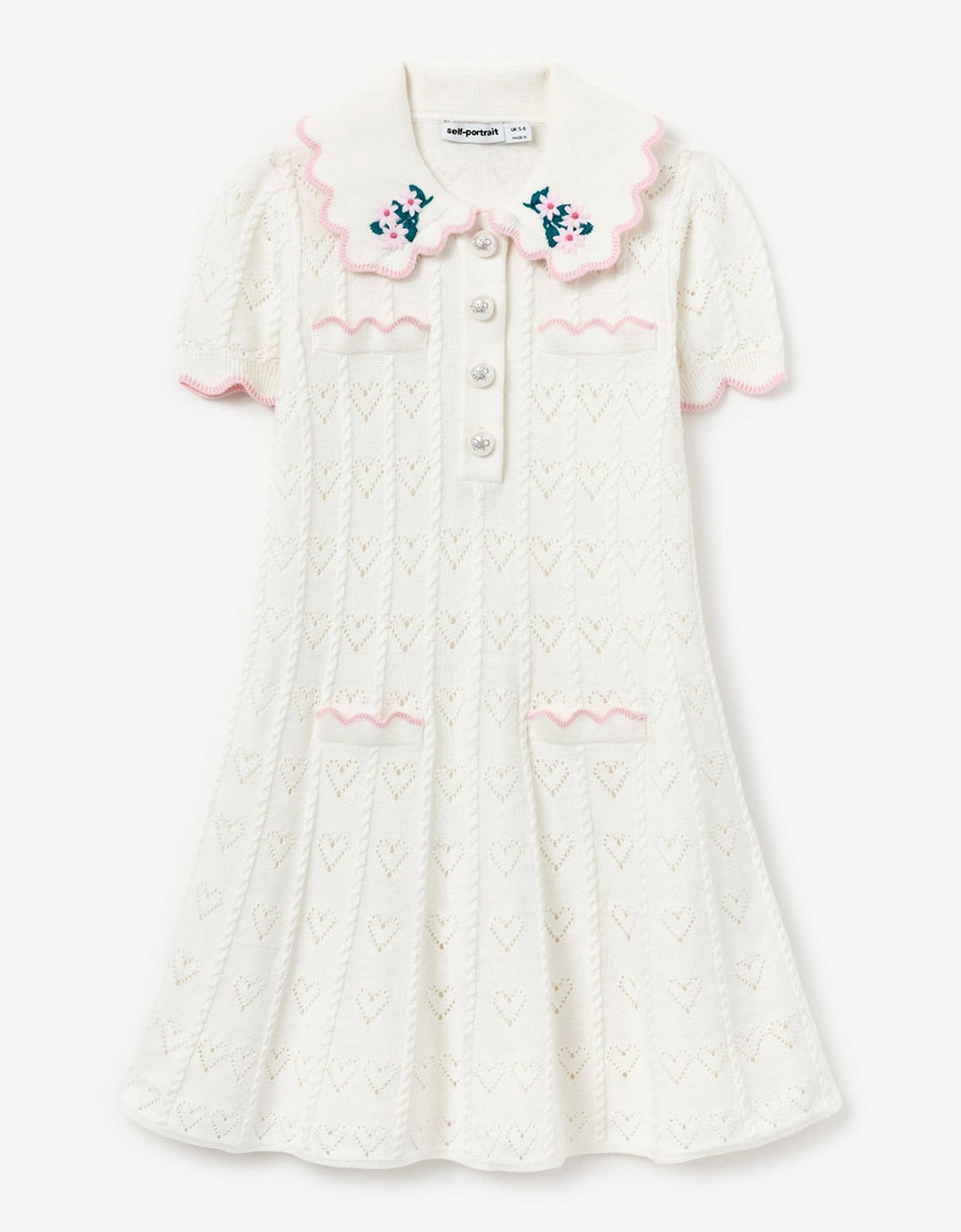 Girls Heart Knit Dress in Ivory, 5 of 4