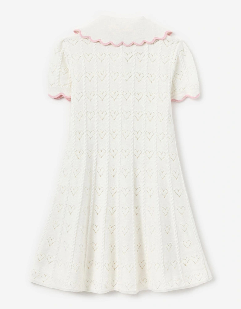 Girls Heart Knit Dress in Ivory